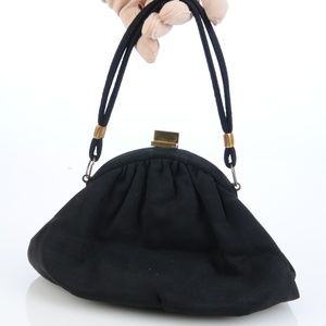 1940s Black Satin Evening Bag - Vintage